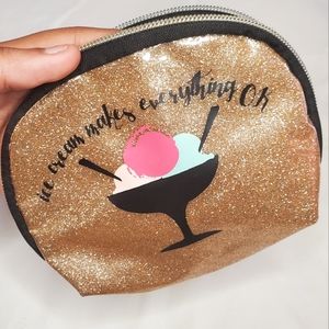 Bright Sparkly Gold Mini Makeup Bag Pouch